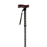 Folding Cane with Strap (Black Stripe) - Great British Mobility