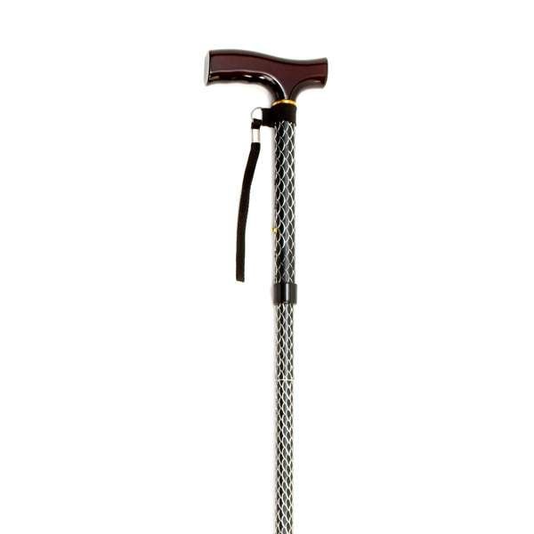 Folding Cane with Strap (Black Wave) - Great British Mobility