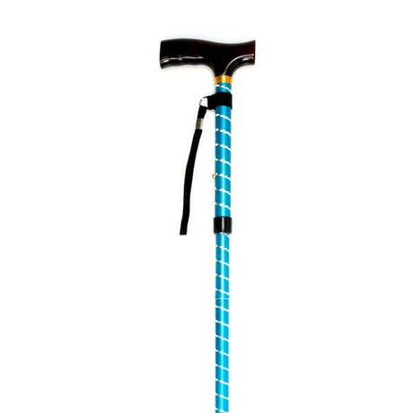 Folding Cane with Strap (Blue Twist) - Great British Mobility