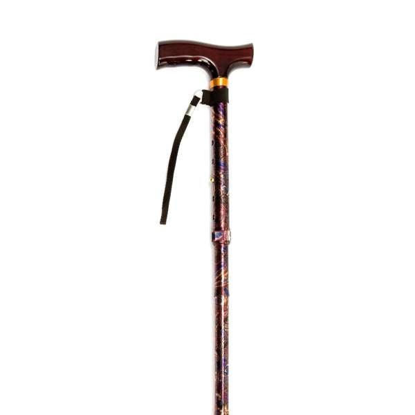 Folding Cane with Strap (Black Paisley) - Great British Mobility