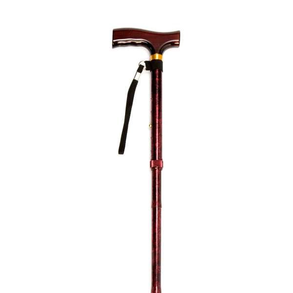 Folding Cane with Strap (Red Crackle) - Great British Mobility