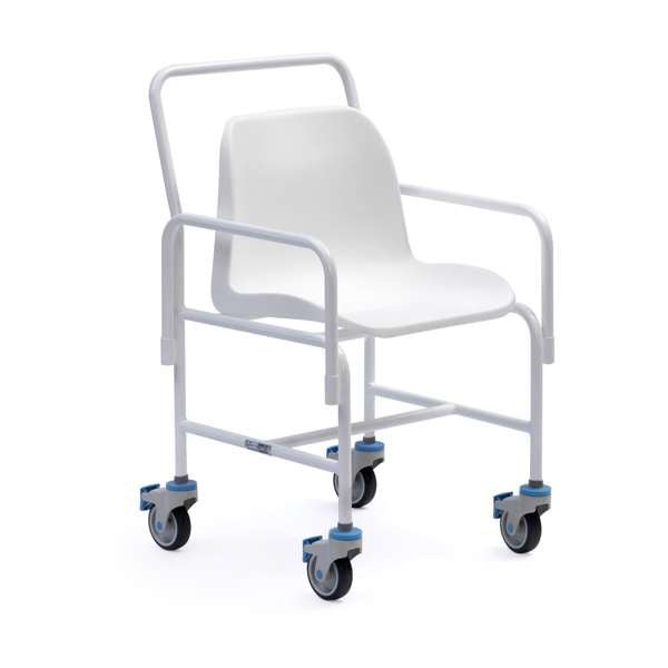 Hallaton Mobile Shower Chair - Fixed Height, 4 Brakes, Detachable Arms - Great British Mobility