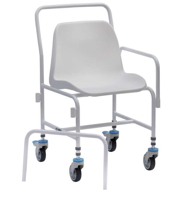 Tilton Mobile Adj. Height Shower Chair with 4 Brakes, Detachable Arms - Great British Mobility