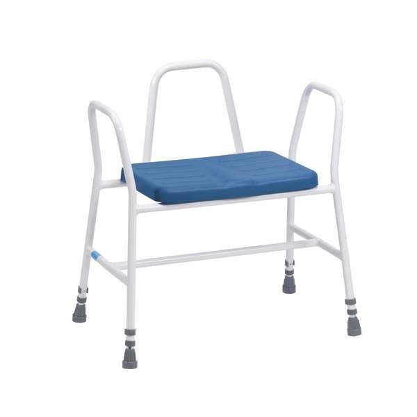Bariatric Perching Stool - PU Seat, Tubular Armrests and Back - Great British Mobility