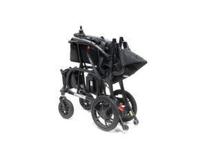 Drive AeroCarbon powerchair folded, seen from above with joystick still upright