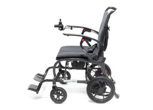 Drive AeroCarbon carbon fibre folding powerchair — folded and wheeled along