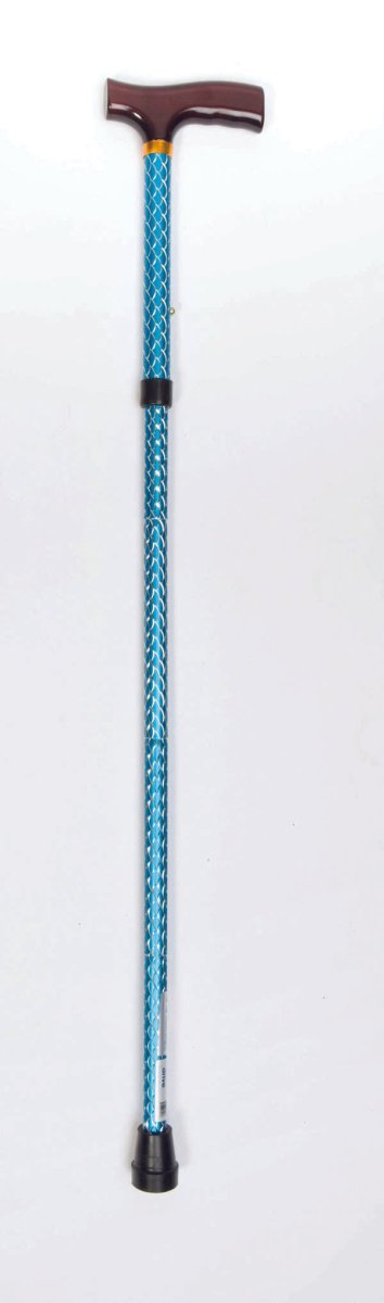 Folding Cane With Strap (Blue Spiral Wave) - Great British Mobility