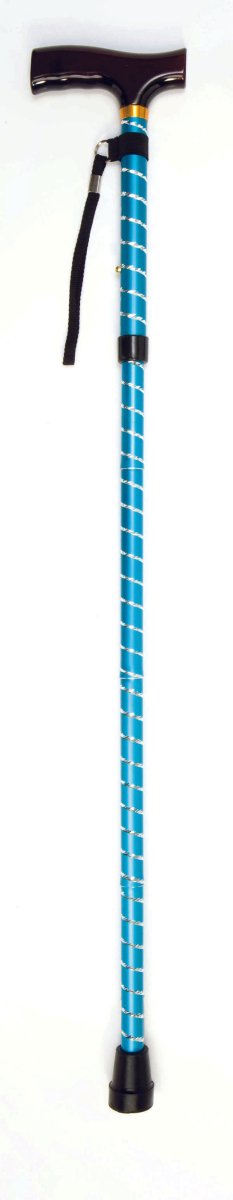 Folding Cane with Strap (Blue Twist) - Great British Mobility